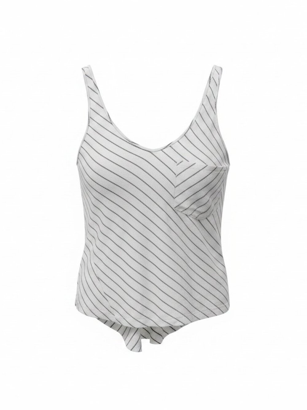 Roxy Striped Oversized Burnout Tank Top With Pocket - Medium